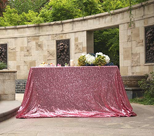 Sequin Tablecloth 50x72 Inch Fuchsia Pink for Wedding Party