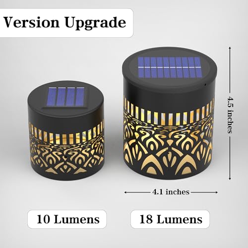4 Pack Large Solar Fence Lights Metal Solar Powered Outdoor Wall Deck Step Lights Mandala Theme Waterproof Fence Light for Garden Post Patio Backyard Yard Decor (4 Count)
