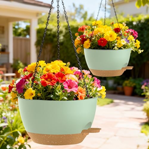 12 Inch Hanging Baskets 2 PC with Chains (2 Count)