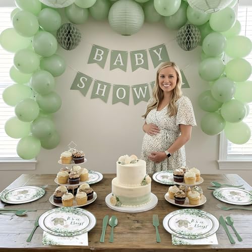 Sage Green Baby Shower Decorations Boy (168 Count)