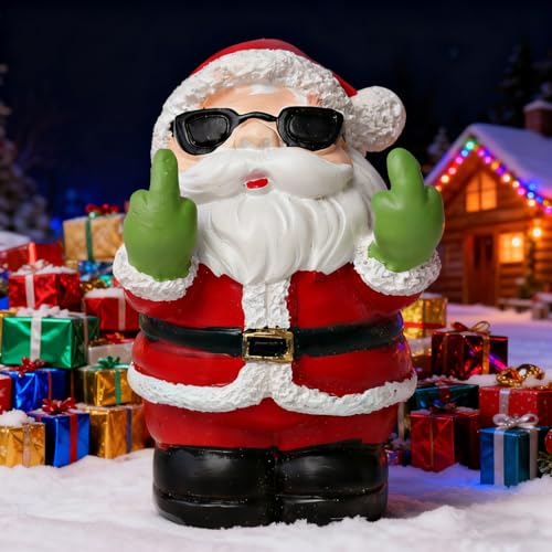 Christmas Santa Claus Finger Statue Christmas Party Santa Decor Mini Artificial Stone Santa Claus Figurine Sculpture Cute Cartoon Tabletop Ornaments for Xmas Funny Gifts