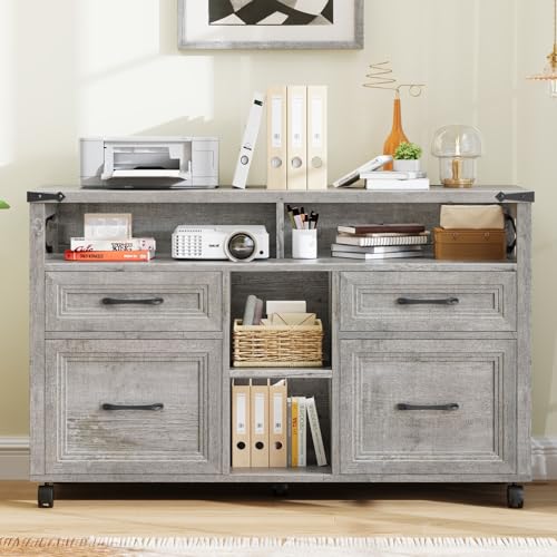 Farmhouse Filing Cabinet with Adjustable Shelf & Wheels