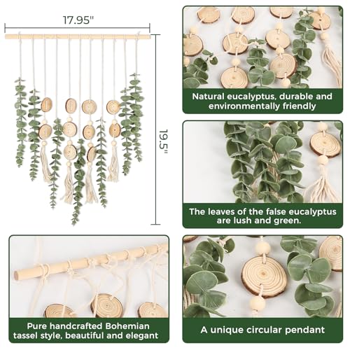 Artificial Eucalyptus Wall Decor Fake Greenery Leaves Stems Home Decor Wall Hanging Plants Boho Rustic Farmhouse Decor for Bedroom Kitchen Dining Room Livingroom Bathroom Livingroom