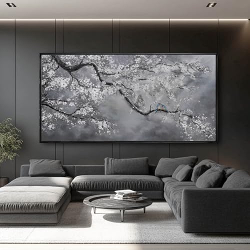 Nature Wall Decor Flowers White Pictures Art Bird Artwork Botanical Wall Art 29x58 Inch Hanging Art Wall Decorations for Office Bedroom
