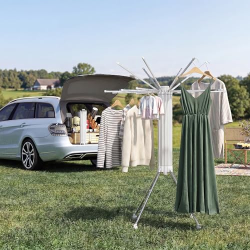 Foldable Clothes Drying Rack with Aluminum 4Legs 16Rods Single Layer