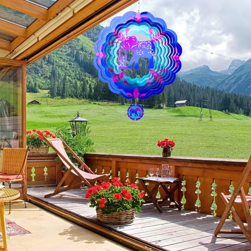 12 inch Elephant 3D Stainless Steel Wind Spinners