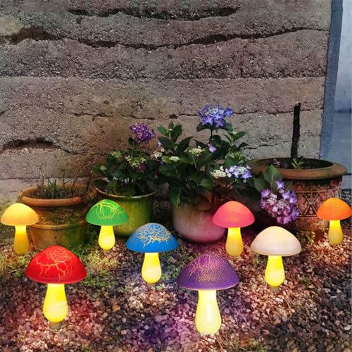 8 Pack Cracked Mushrooms for Garden Decor (8 Count)