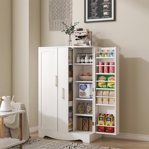47" Kitchen Pantry Cabinet with Adjustable Shelves and Drawer