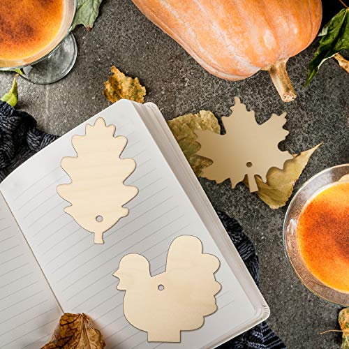 60 Pcs Fall Unfinished Wooden Ornaments Thanksgiving Wood Cutout (60 Count)