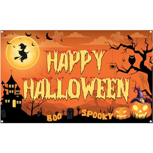 Spooky Happy Halloween Banner 72x44 Inch