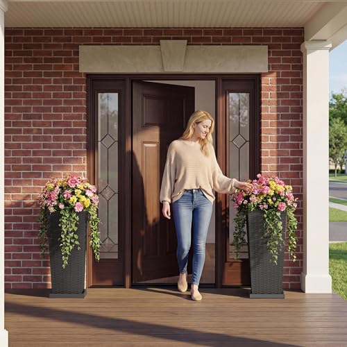 Resin 30'' Tall Planters Large Taper Outdoor Planter (2 Count)