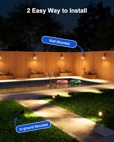 4 Pack Solar Spot Lights Outdoor Warm White LED Waterproof Landscape (4 Count)