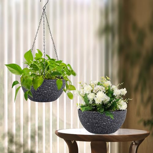 12 inch Large Hanging Planters for Indoor Outdoor Plants (2 Count)