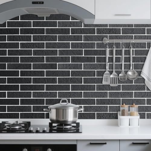 2 Old Town Black Faux Brick Wall Tiles