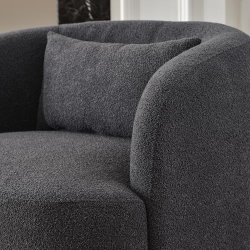 34" W Boucle Swivel Barrel Chairs with Pillow Set of 2 (2 Count)
