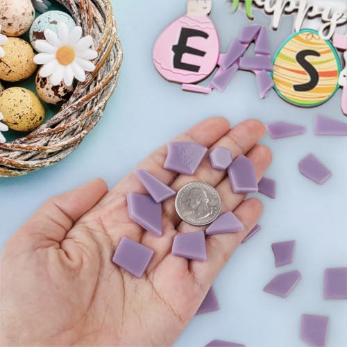 200g Purple Glass Mosaic Tiles for Crafts Bulk (7.05 Ounce)