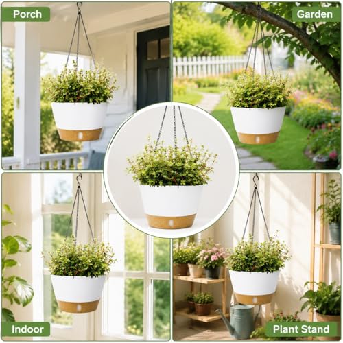 2 Pack 10 Inch Hanging Planters for Indoor Outdoor Plants (2 Count)