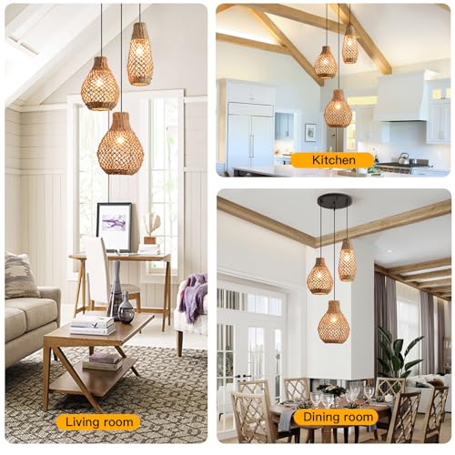 3 Light Rattan Pendant Light