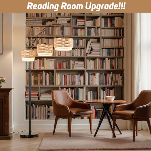 80'' Rattan Arc Floor Lamp for Living Room