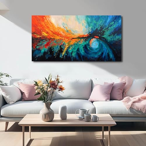 Canvas Wall Art Decor Wall Art Pictures For Living Room Blue Green Wall Art Decor Canvas Abstract Art Work Colorful Abstract Wall Art Paintings Prints For Bedroom Office Kitchen Wall Decor 20" x 40"
