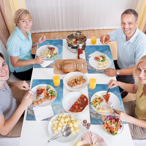 Blue Marble Placemats Set of 6 Plastic Table Mat 17×13×0.04in (6 Count)