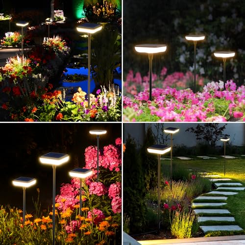 Solar Pathway Lights Outdoor 6 Pack Solar Powered Garden Lights 12H Long Lasting Auto On (6 Count)