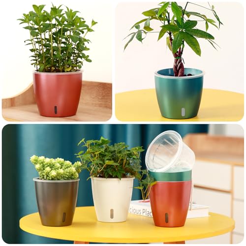 Self Watering Pots for Indoor Plants (4 Count)