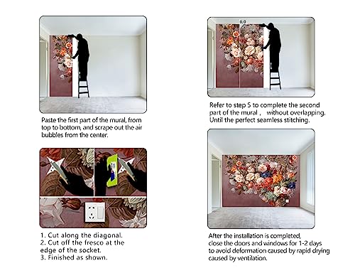Colorful Floral Leaf Bathroom wallpeper Living Room Bedroom Pink Flower wall Mural