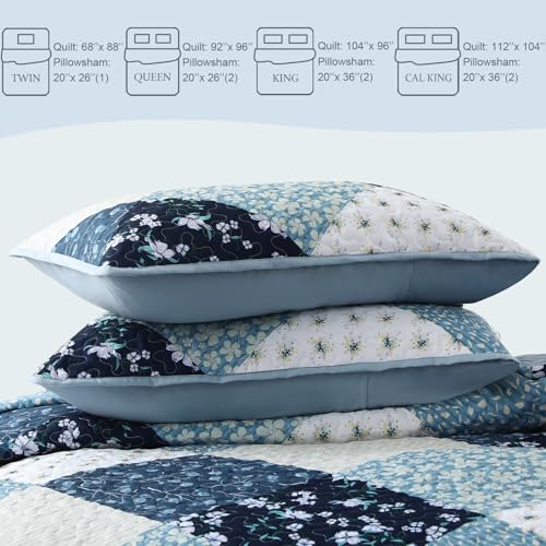 Reversible Boho Quilt King Size Blue