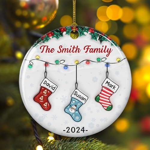 Stocking Personalized Family Christmas Ceramic Ornament 2025