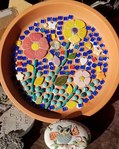 500g 1.1lb Random Color Iridescent Flowers & Leaves Ceramic Mosaic Tiles (17 Ounce)