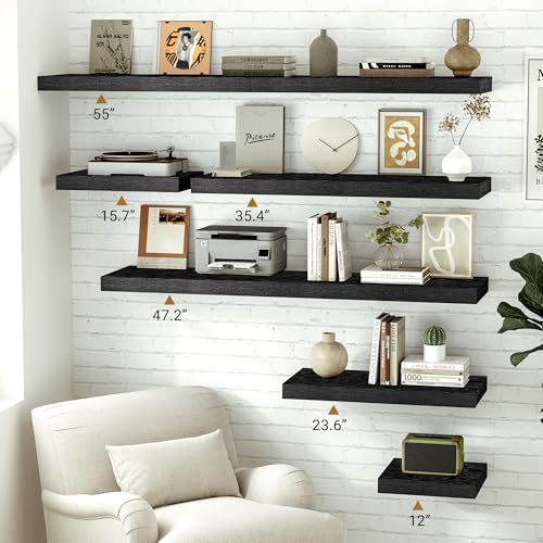Black Floating Shelves 12 Inch Deep (2 Count)