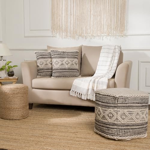 Pouf Ottoman with Filler Cube Bean Bag Pouffe