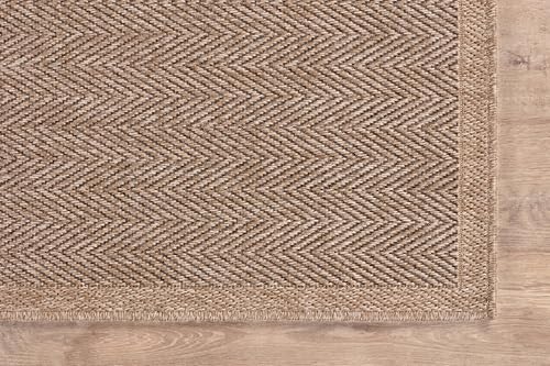 Easy Jute Round Rug 4ft Indoor Outdoor Natural Color Fiber Area Rugs for Living Room Patio and Kitchen Rug Herringbone Woven Design Easy (16 Sq Ft)