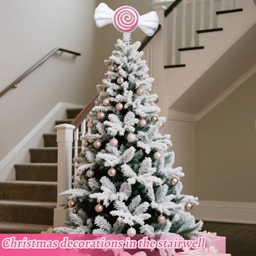 Pink White Christmas Tree Topper Decor