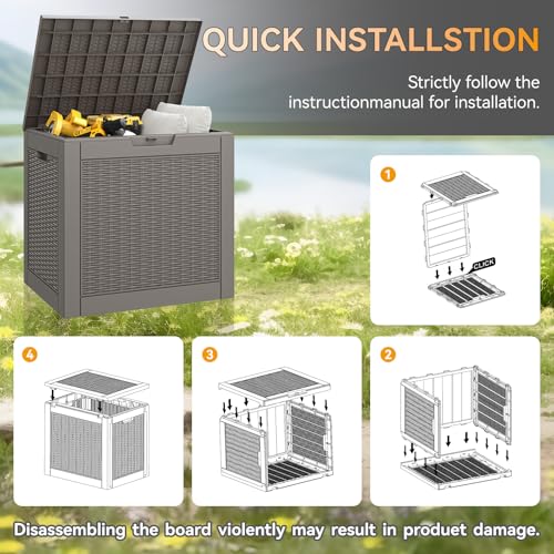 31 Gallon Outdoor Storage Box Waterproof Deck Box for Patio