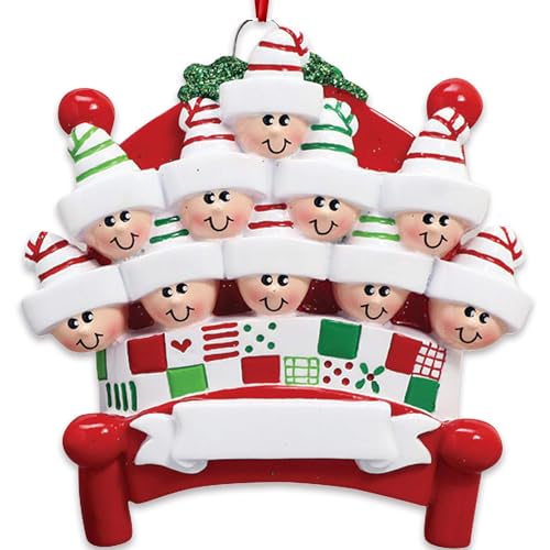 3D Bedtime Family of 10 Ornament 2026 Personalized Family Christmas Ornaments 2026