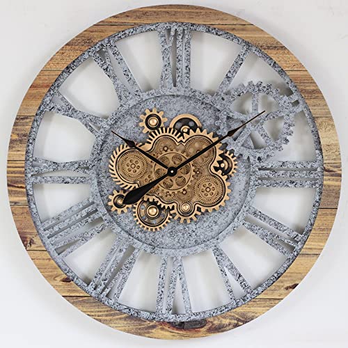 The Gears Clock 36'' Inch Real Moving Gear Wall Clock Vintage Industrial Oversized Rustic Farmhouse