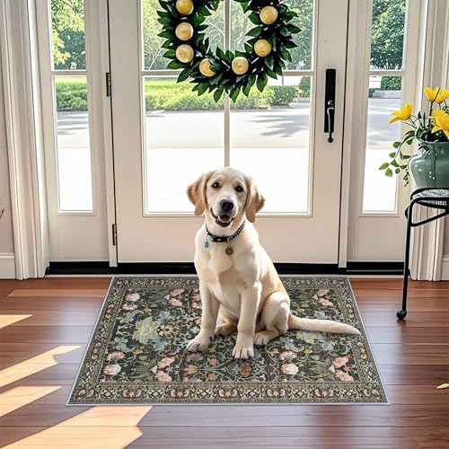 HY HAOYUNLAI Washable Floral 3x4 Entry Area Rug Living Room Non