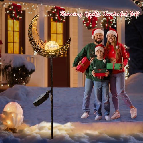 2Pack Moon Garden Gifts Solar Lights Outdoor Stakes Waterproof (2 Count)