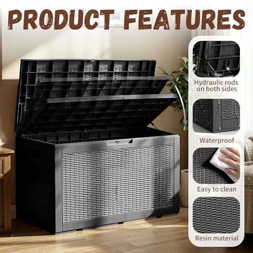 121 Gal Waterproof Outdoor Storage Box Lockable Deck Box