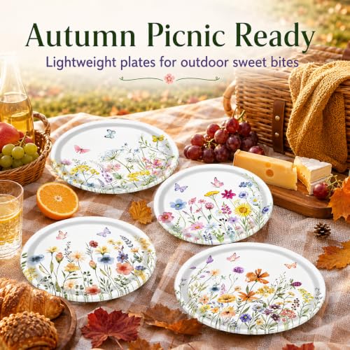 48 Pcs Wildflower Paper Plates (48 Count)