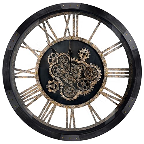 30" Large Wall Clock Moving Gears