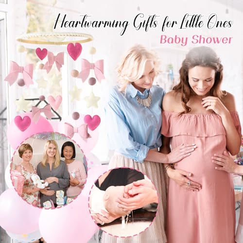 Baby Mobile for Crib Pink Bow Baby Crib Mobile for Girls