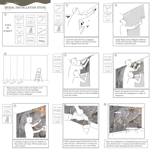 Gray and Gold Marble Wallpaper wall murals for Bedroom 114"x74"