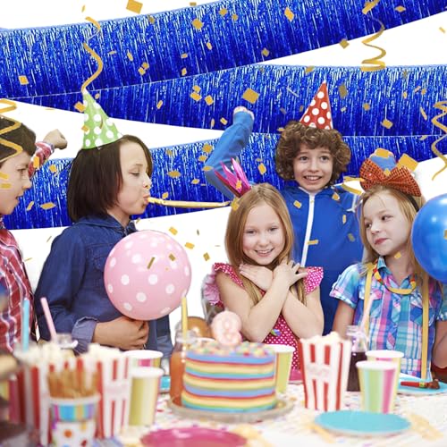 Blue Foil Fringe Garland 10FT 6packs for Parade Float Decorations (60 Foot)