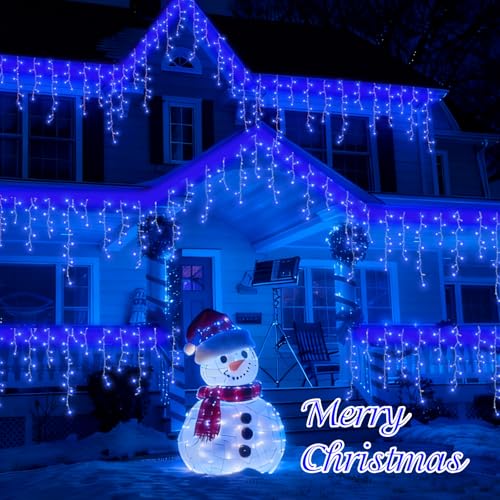 Blue Icicle Lights for Outside (33 Foot)