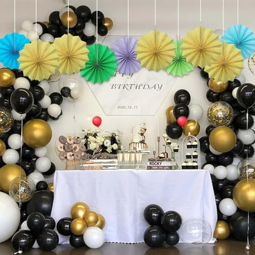 Yellow Birthday Decorations Light Yellow Hanging Round Paper Fans Set 8inch (30 Count)