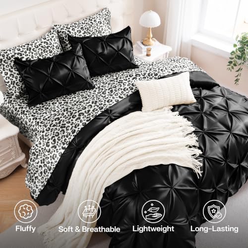 Satin Queen Comforter Set Black