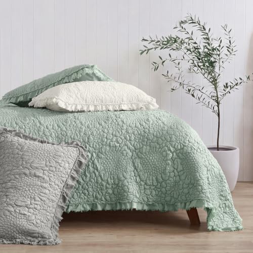 Sage Green Ruffled Quilt King Size
